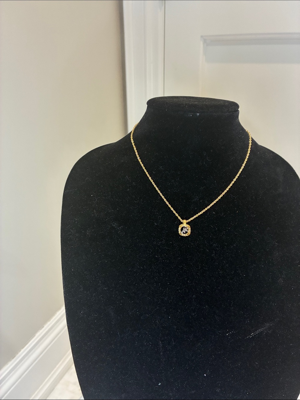 Authentic Vintage Nina Ricci Two-Tone 'NR' Logo Crystal Pendant Necklace👝